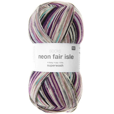 Neon fair isle 4 ply Sock