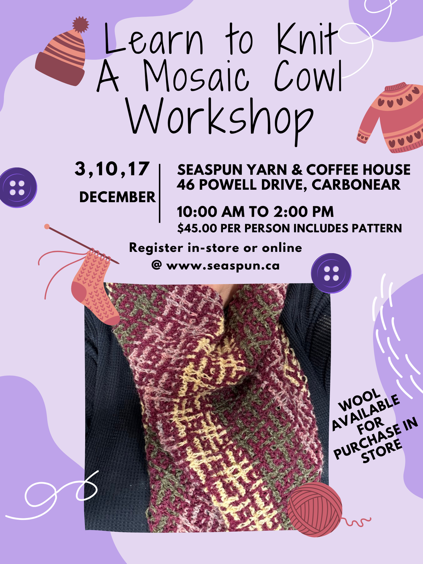 Learn to knit a mosaic cowl!